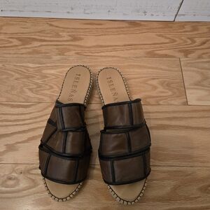 Brown Leather Slide Sandals